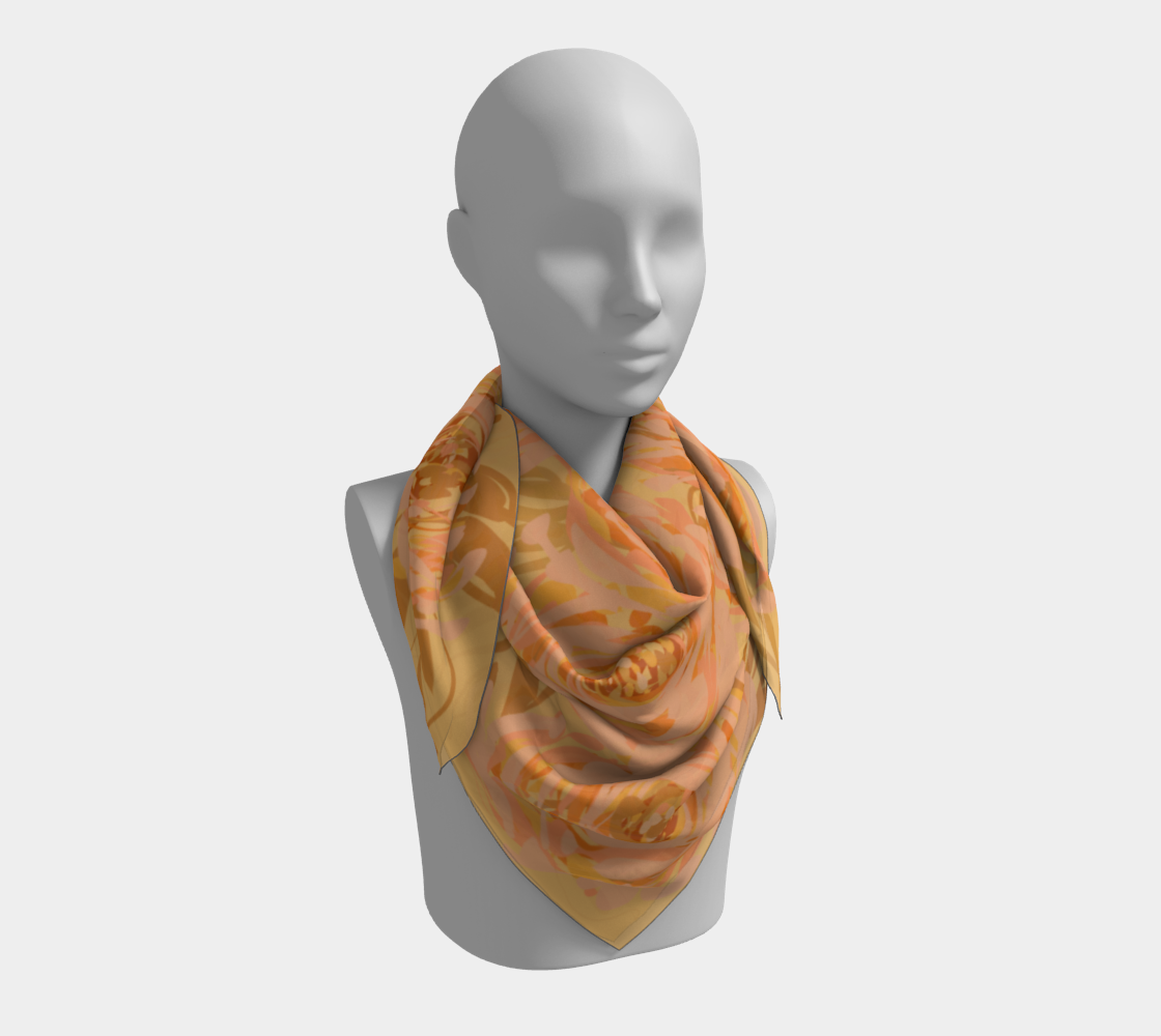 Queen of Petals Apricot Blooms 36 inch Square Silk Scarf as shoulder wrap
