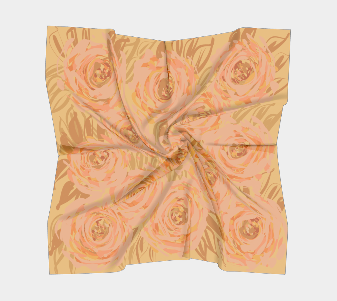 Queen of Petals Apricot Blooms Square Silk Scarf in warm peach and golden honey tones