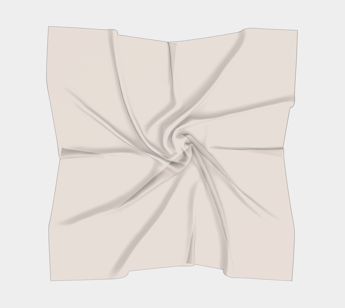 Queen of Petals Chocolate Brown Almond Cream Square Scarf full view in cream silk