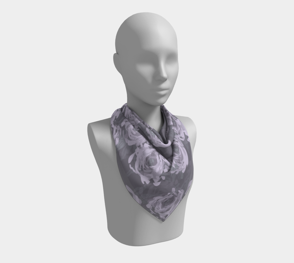 Queen of Petals Lavender Smoke Square Silk Scarf, medium size, hem-rolled edges
