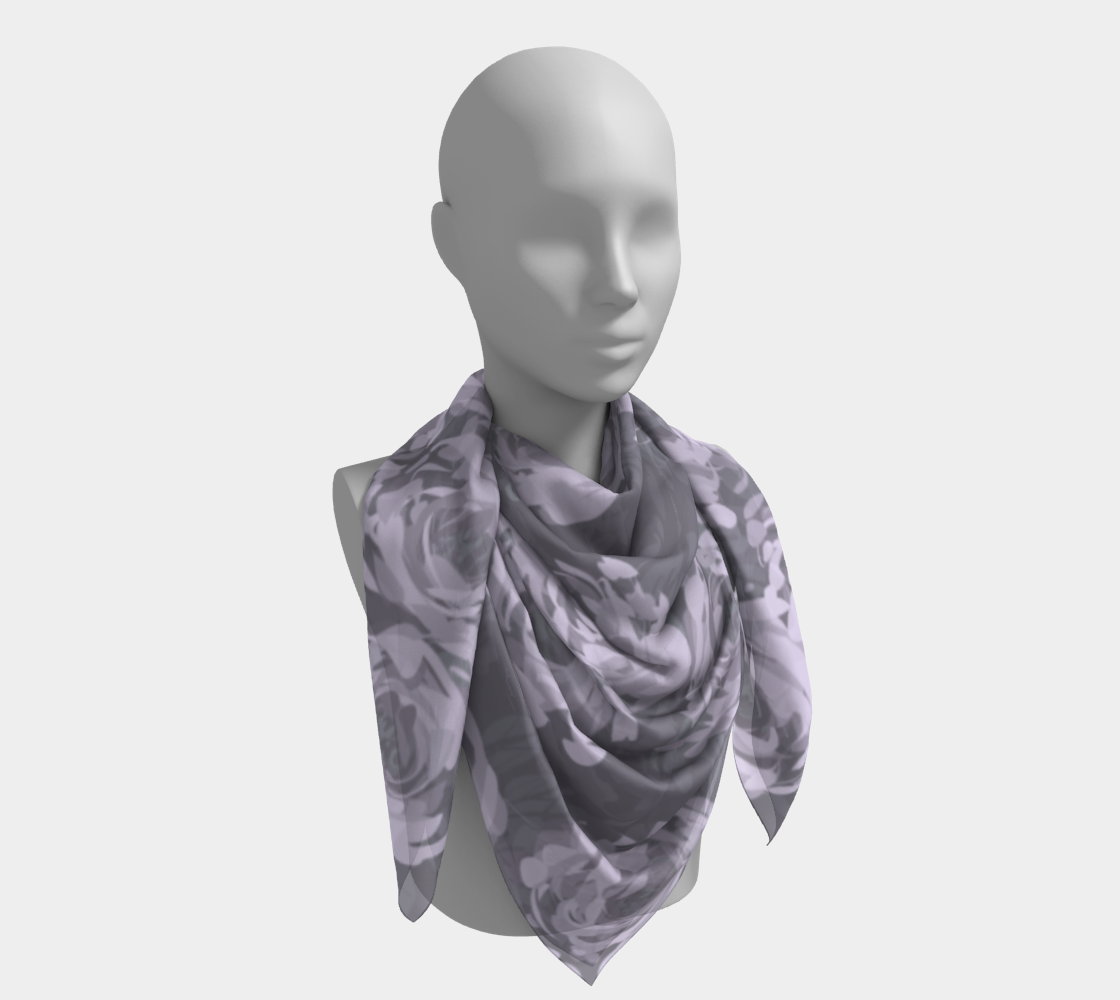 Queen of Petals Lavender Smoke Square Silk Scarf, wrap size, silk charmeuse drape