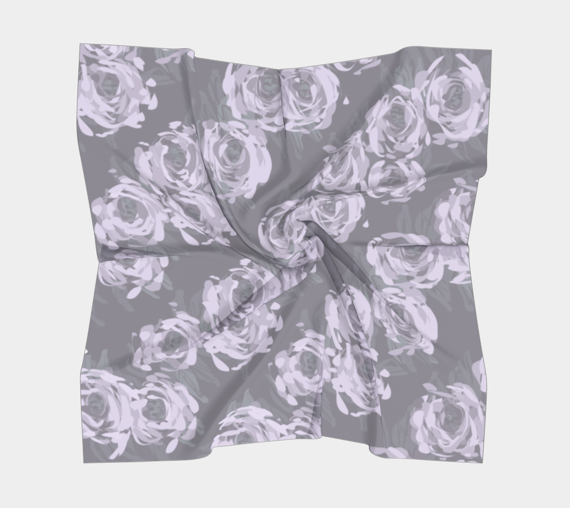Queen of Petals Lavender Smoke Square Silk Scarf, full view, silk charmeuse in muted lavender