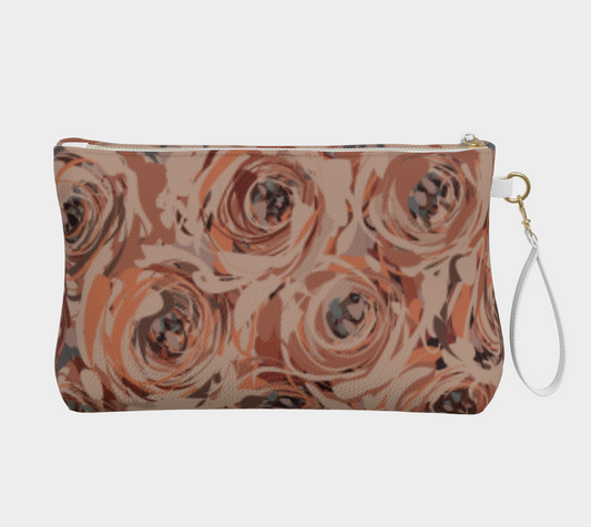 Queen of Petals Mauve Rose Vegan Leather Clutch, back view, showing smooth mauve leather finish