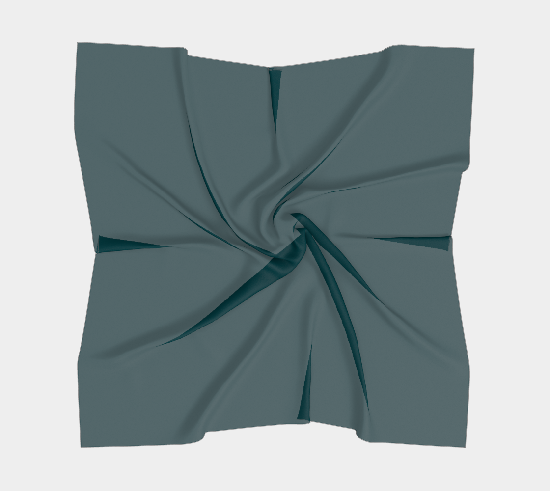Queen of Petals Patina Square Silk Scarf, full view in solid oxidized teal