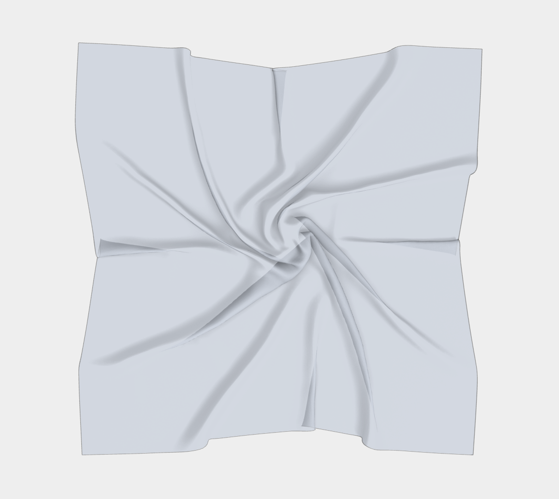Queen of Petals powder blue square silk scarf, full view, 16×16 inches