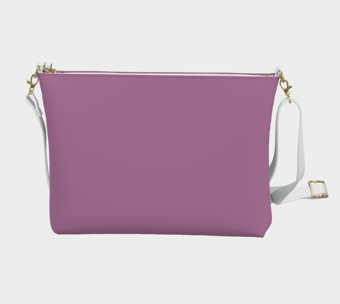 Queen of Petals The Alchemist plum crossbody purse, back view, navy twill interior lining