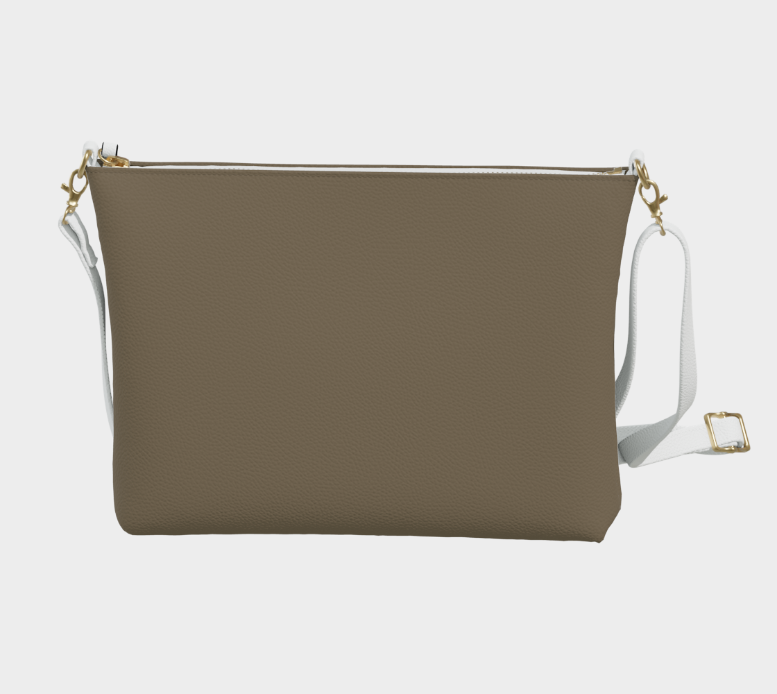 Queen of Petals The Ceramics Kiln Vegan Leather Crossbody, back view, with metal zipper detail.