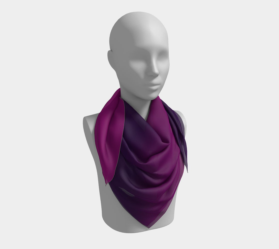 Yvaine Ombré Silk Scarf 36x36 inches in magenta to deep violet gradient, versatile for neck, shoulder or belt styling