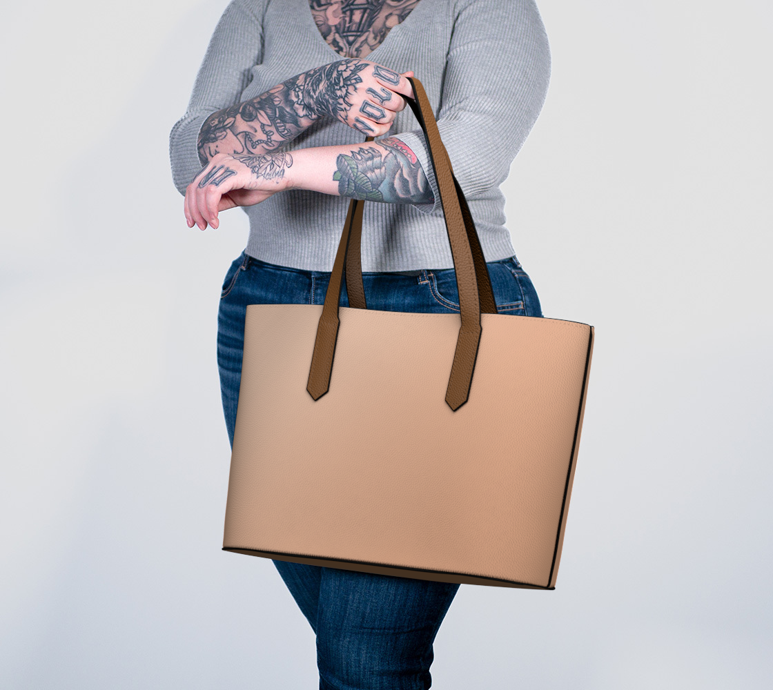 Ombré Apricot Vegan Leather Tote Bag