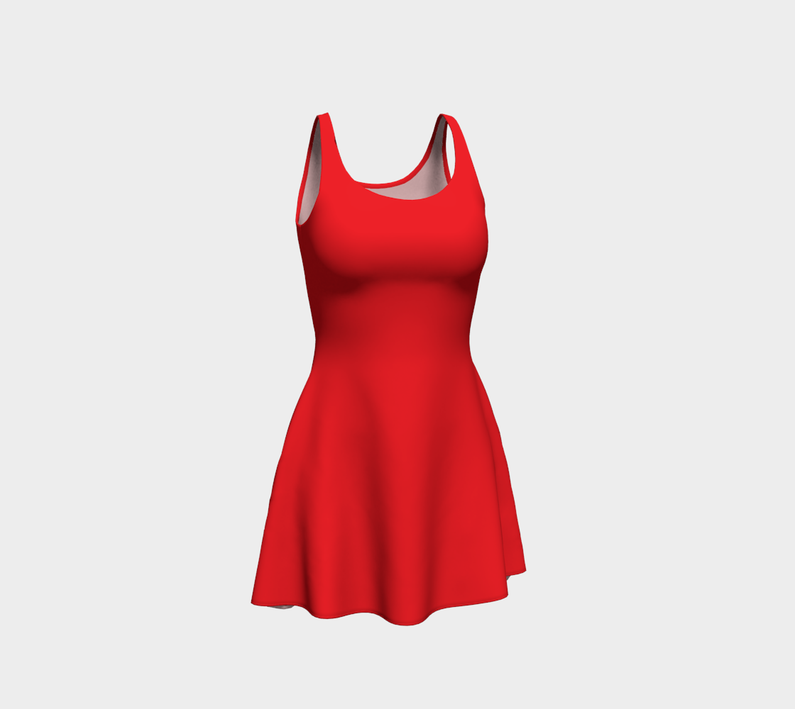 Front view of the Adelaide Collection Flare Dress in Wild Poppy, featuring a fitted body-hugging top with a flowing skirt that transitions from the waist, perfect for versatile styling from office meetings to nights on the dance floor.