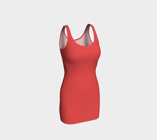 Anouk Collection Bodycon Dress in Chic Rouge, front view. A form-fitting dress designed to hug your curves, this bold red piece offers the perfect balance of style and comfort for any occasion where you want to make a statement.