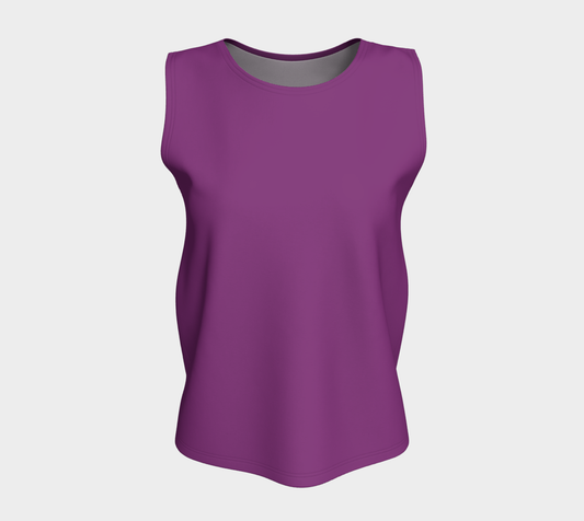 Front view of the Cordelia Collection Loose Tank Top in Violet Vibes, featuring a relaxed fit with a vibrant violet hue and soft fabric for an effortless, stylish look.