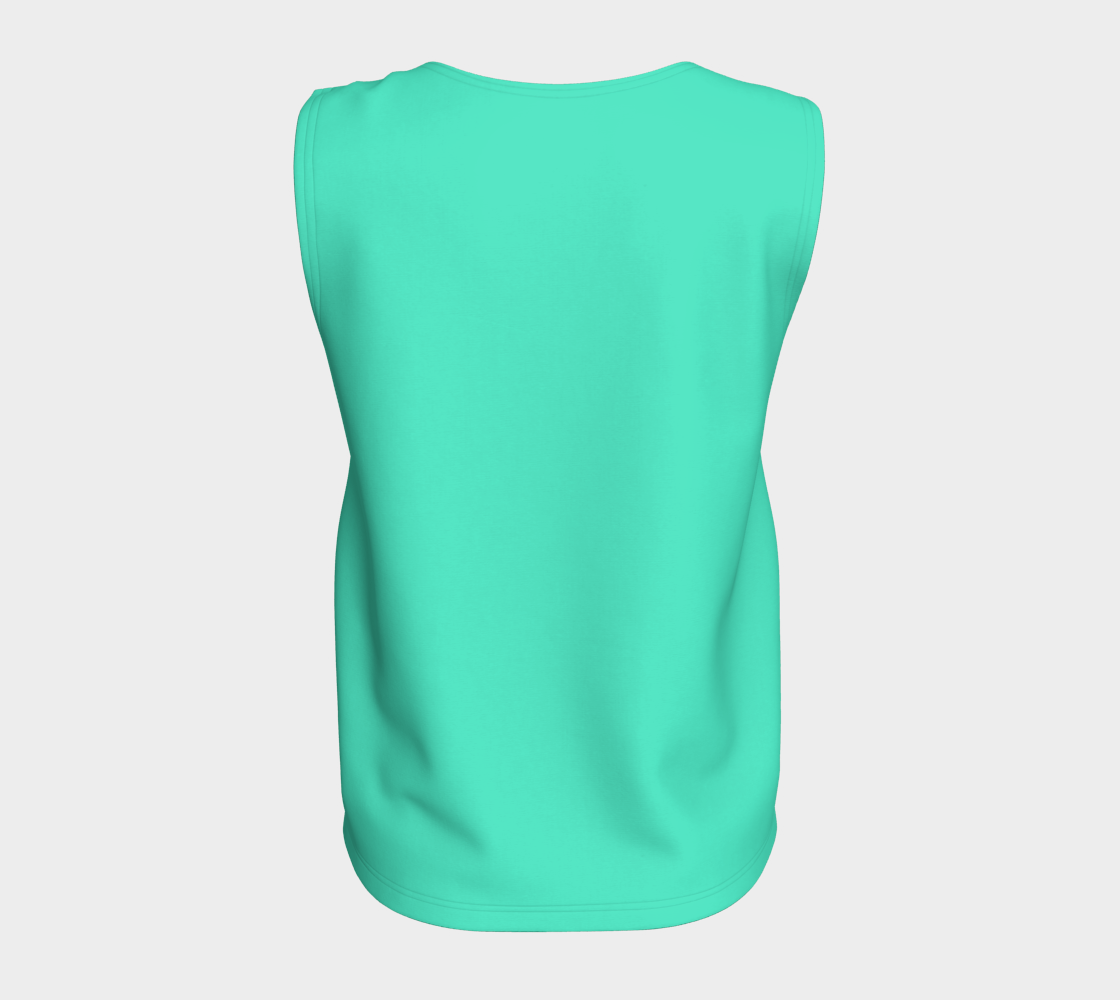 Le Rous Collection Loose Tank Top in Cerulean Splash, back view. Made from 92% polyester and 8% spandex, this relaxed tank top provides a flattering silhouette and vibrant cerulean splash design that won’t fade.