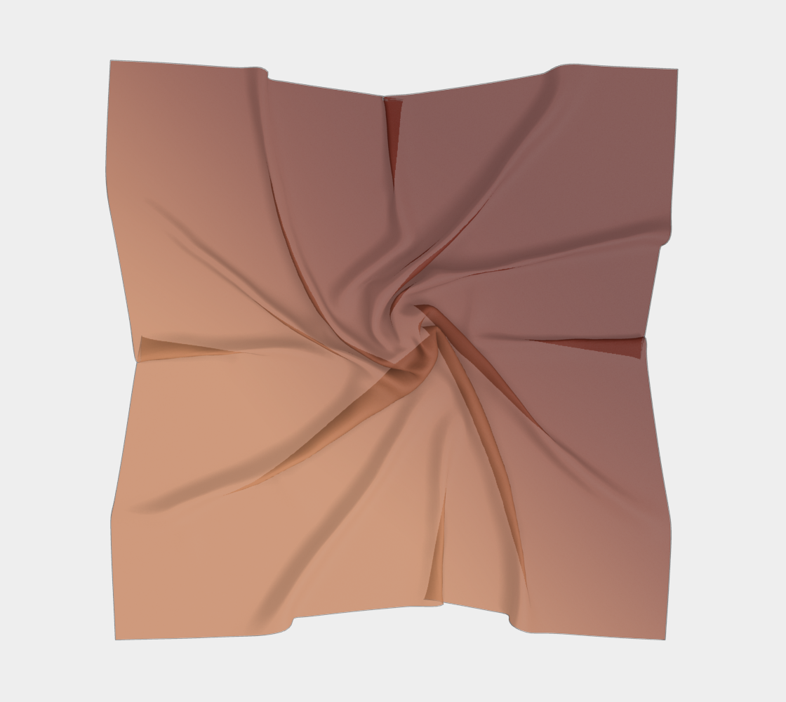 Queen of Petals Artisan Auburn Square Silk Scarf full view, ombre gradient from cream to deep auburn
