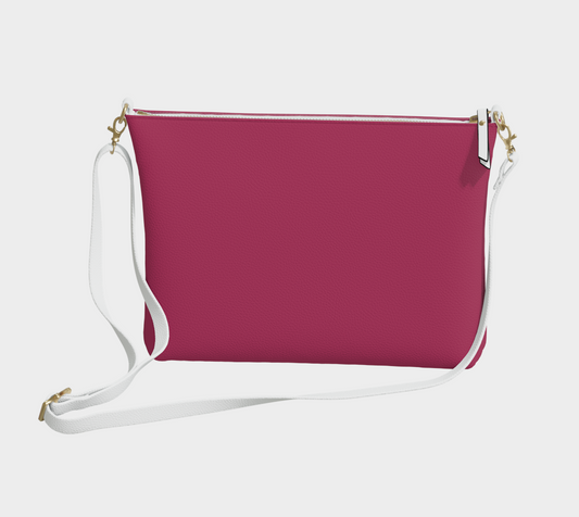 Queen of Petals Berry Cane Dark Berry Crossbody, front view, smooth vegan pebble leather in dark berry