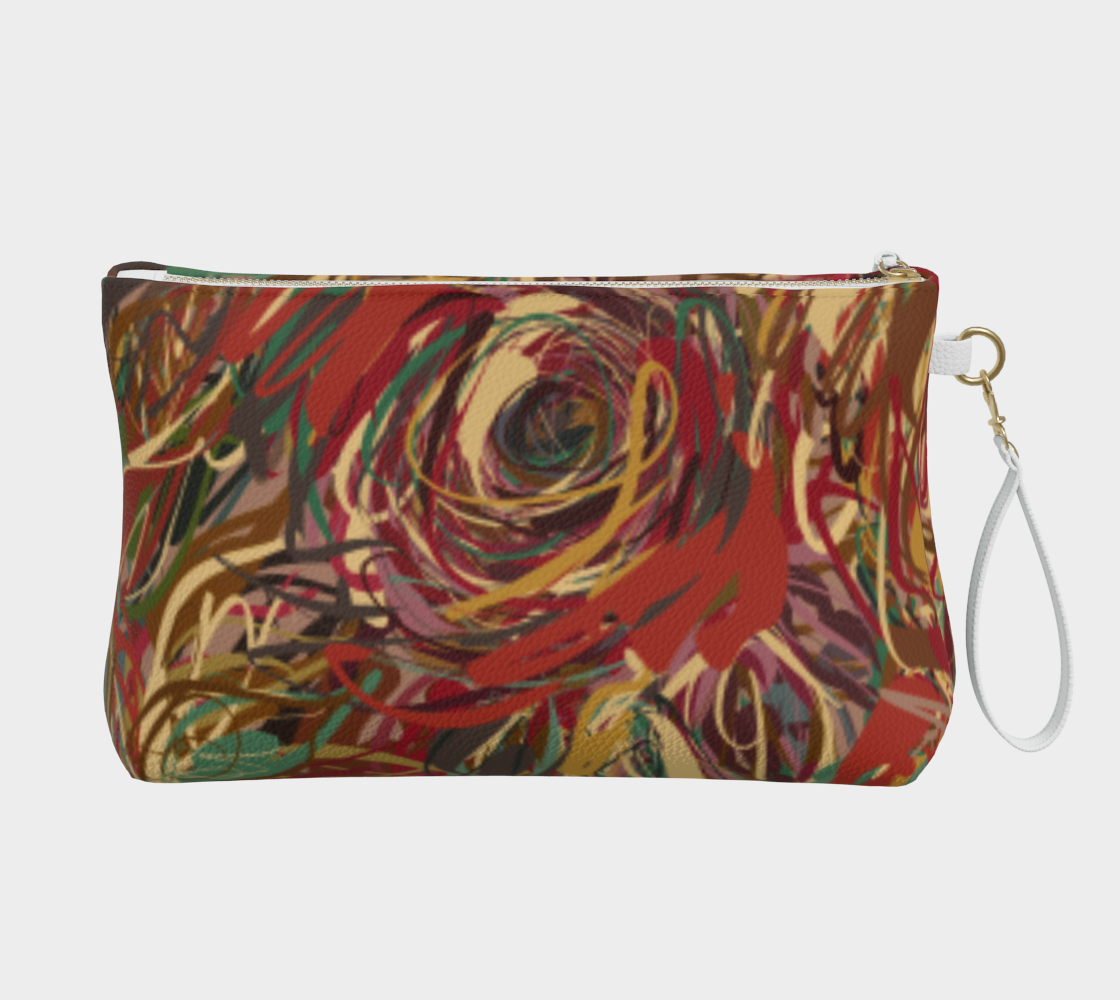 Queen of Petals Boho Roses Vegan Leather Clutch, back view, navy lining visible