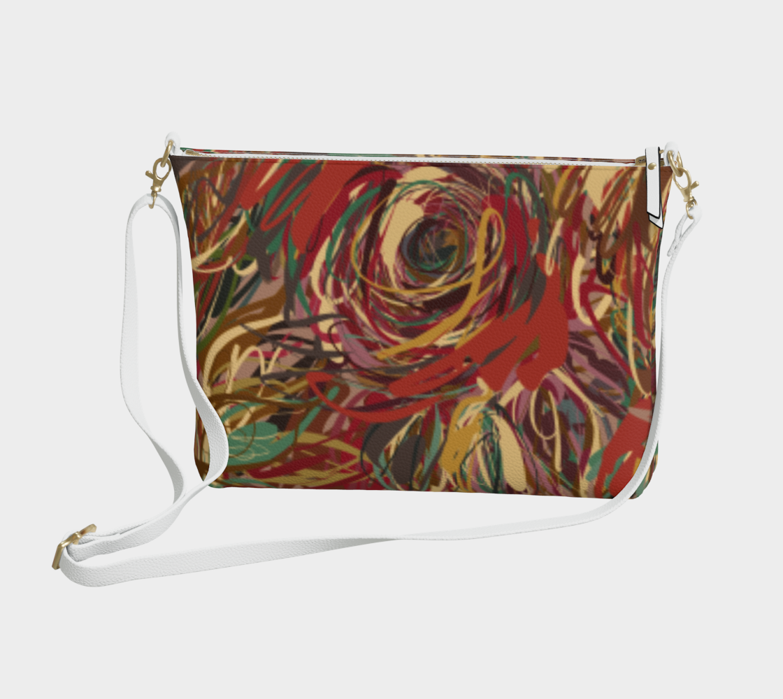 Queen of Petals Boho Roses Vegan Leather Crossbody Purse, front view, bohemian rose design