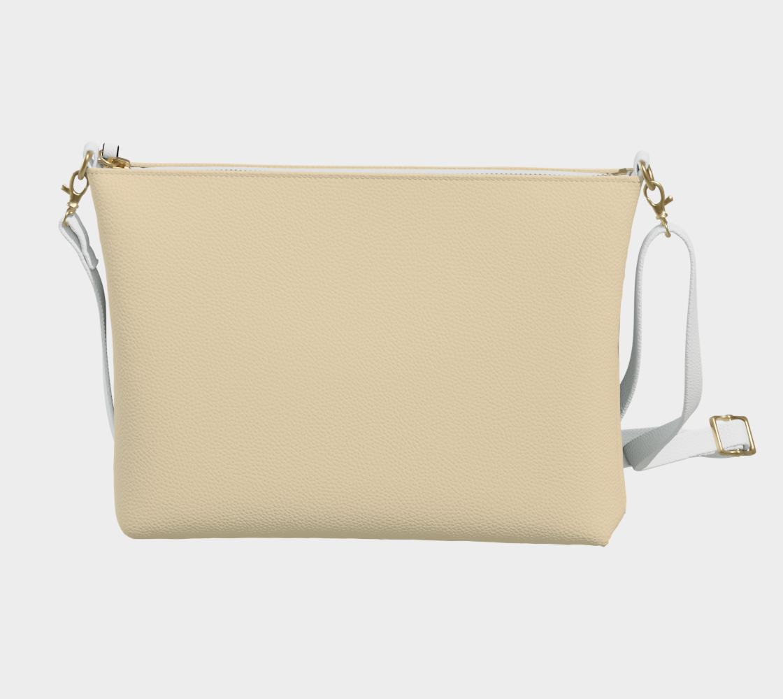 Queen of Petals Butter Vegan Leather Crossbody Purse, back view, showing adjustable strap