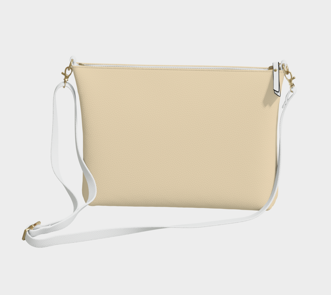 Queen of Petals Butter Vegan Leather Crossbody Purse, front view, in soft butter cream tone