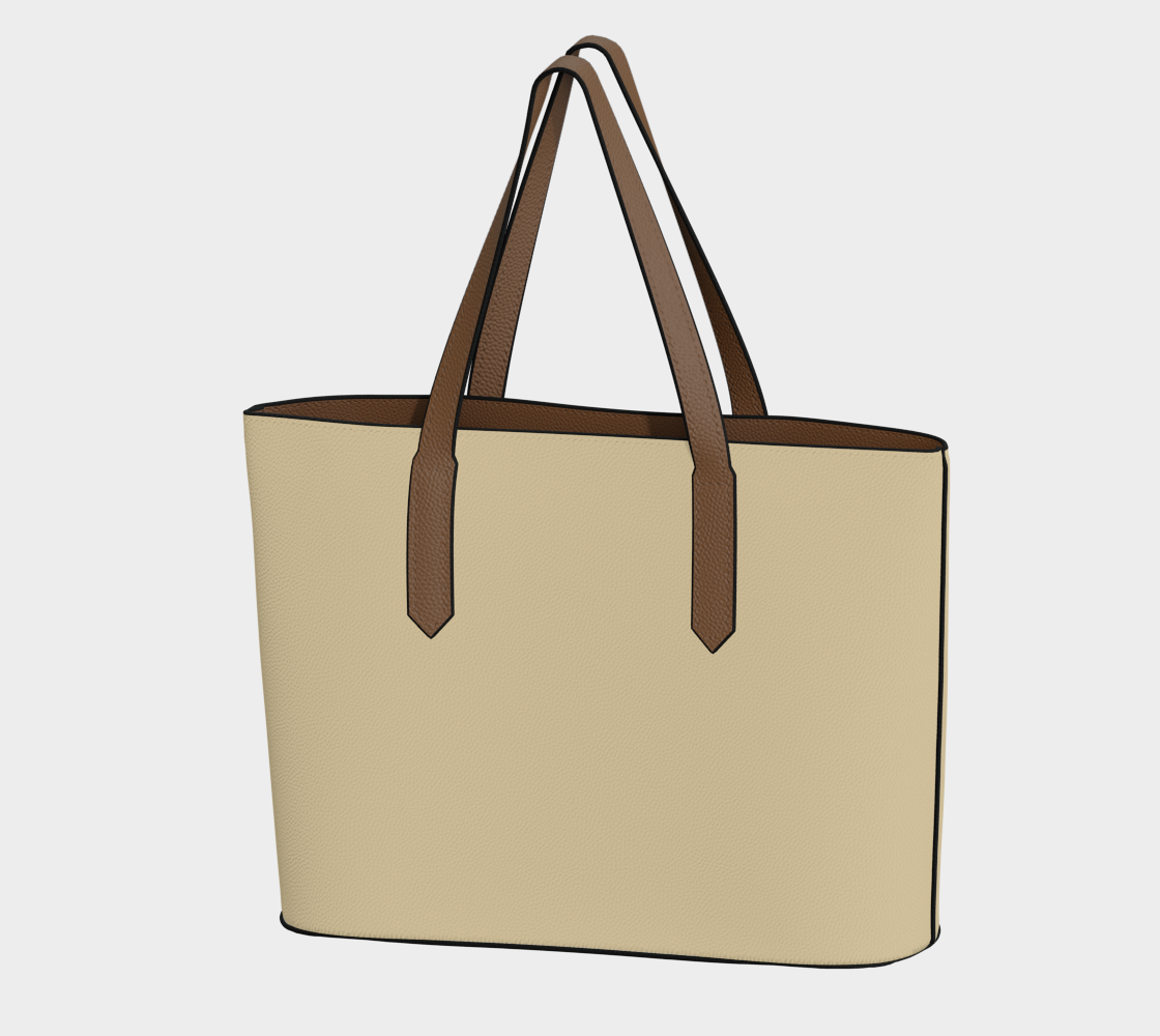 Queen of Petals Champagne Vegan Leather Tote Bag, front view, showing structured design