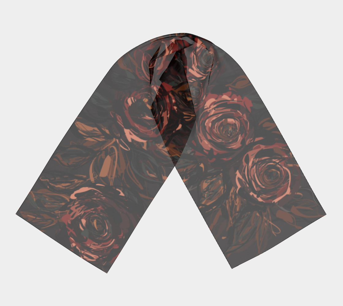 Queen of Petals Château Noir luxury silk scarf, 16x72, pure silk habotai with rolled hem.