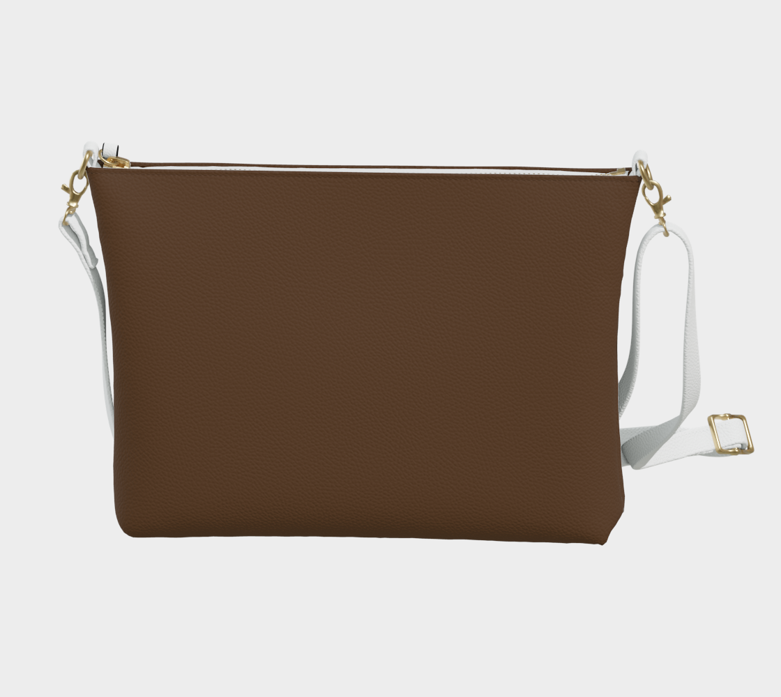 Queen of Petals Chocolate Brown Chestnut Crossbody Purse back view showing adjustable strap hardware
