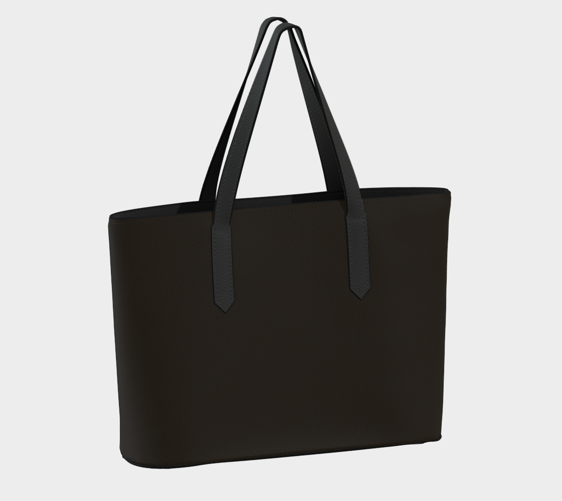 Queen of Petals Chocolate Brown Deep Roasted Tote Bag back view showing 18 by 12 by 5 inch structure