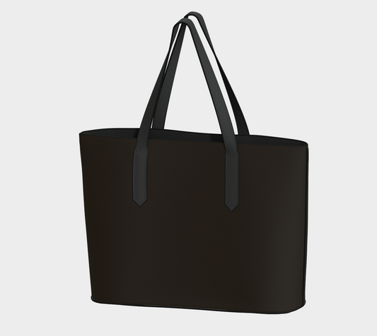 Queen of Petals Chocolate Brown Deep Roasted Tote Bag front view in vegan pebble leather
