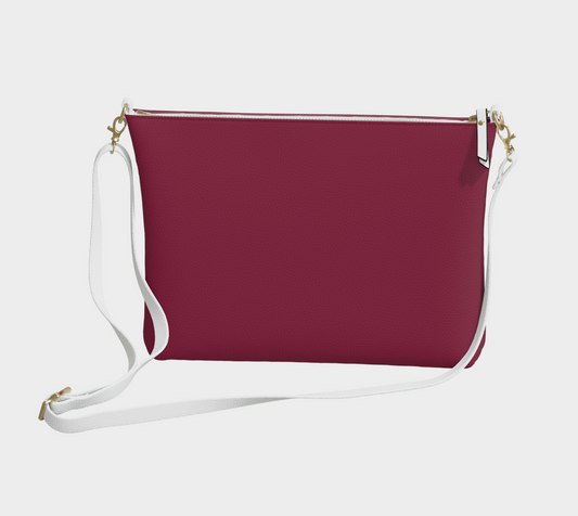 Queen of Petals Deep Burgundy Crossbody Purse, front view, deep burgundy vegan pebble leather