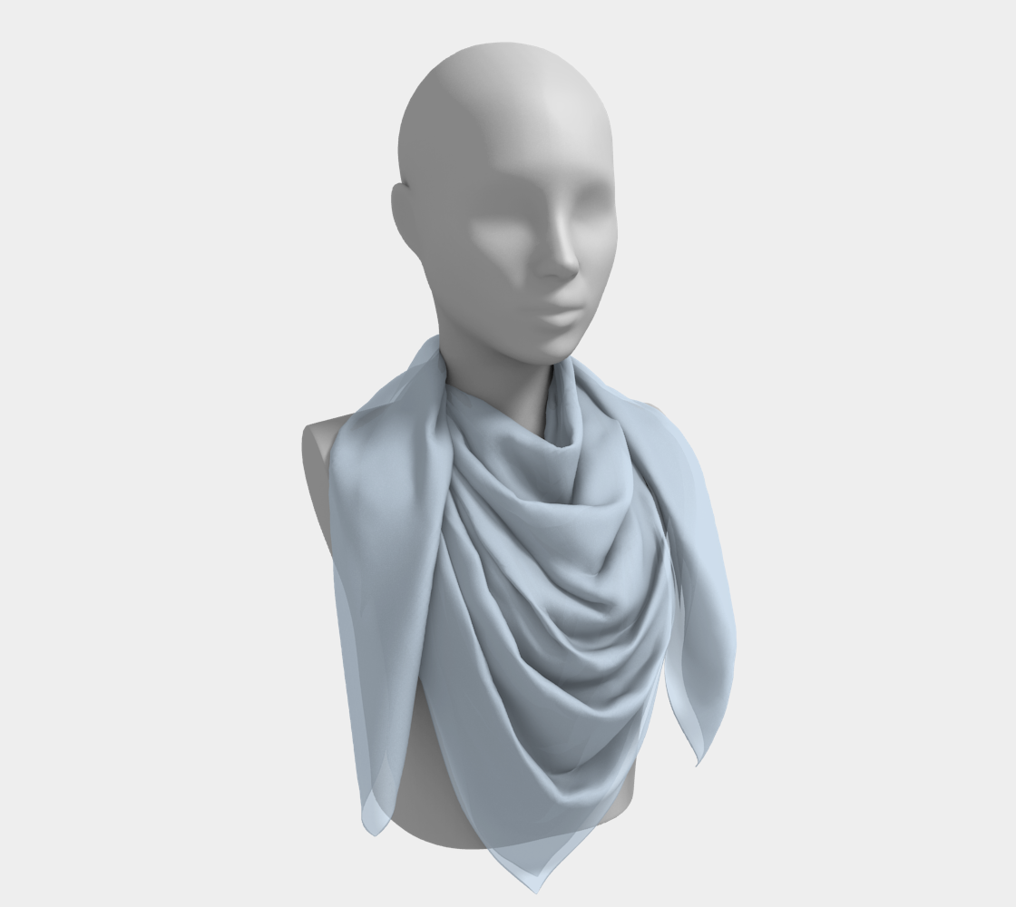 Queen of Petals Ice Blue Square Scarf, 50 by 50 inches, large format ice blue silk wrap, head wrap and sarong styling size