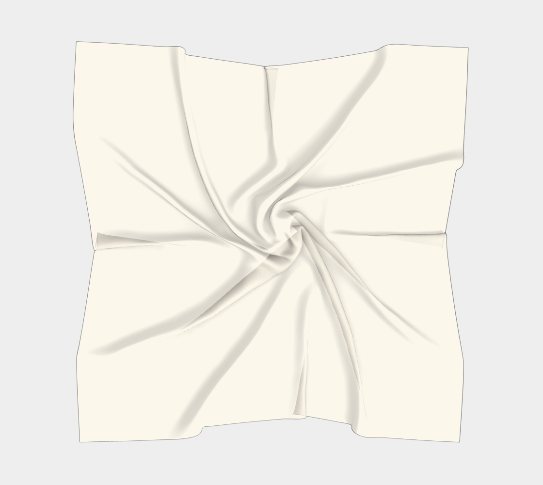 Queen of Petals Ivory Square Silk Scarf, full view, in pale cream ivory tones
