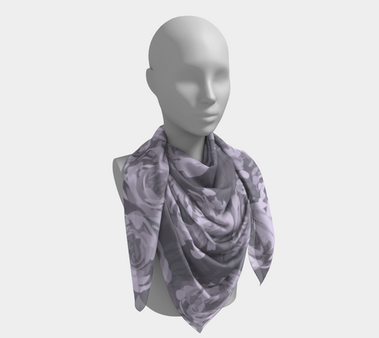 Queen of Petals Lavender Smoke Square Silk Scarf, wrap size, silk charmeuse drape