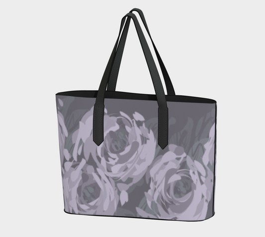 Queen of Petals Lavender Smoke Vegan Leather Tote Bag, front view, professional size