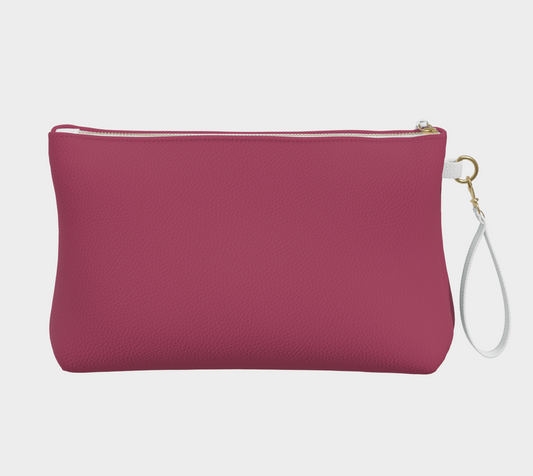 Queen of Petals Merlot Clutch, back view, showing clean lines in burgundy vegan leather
