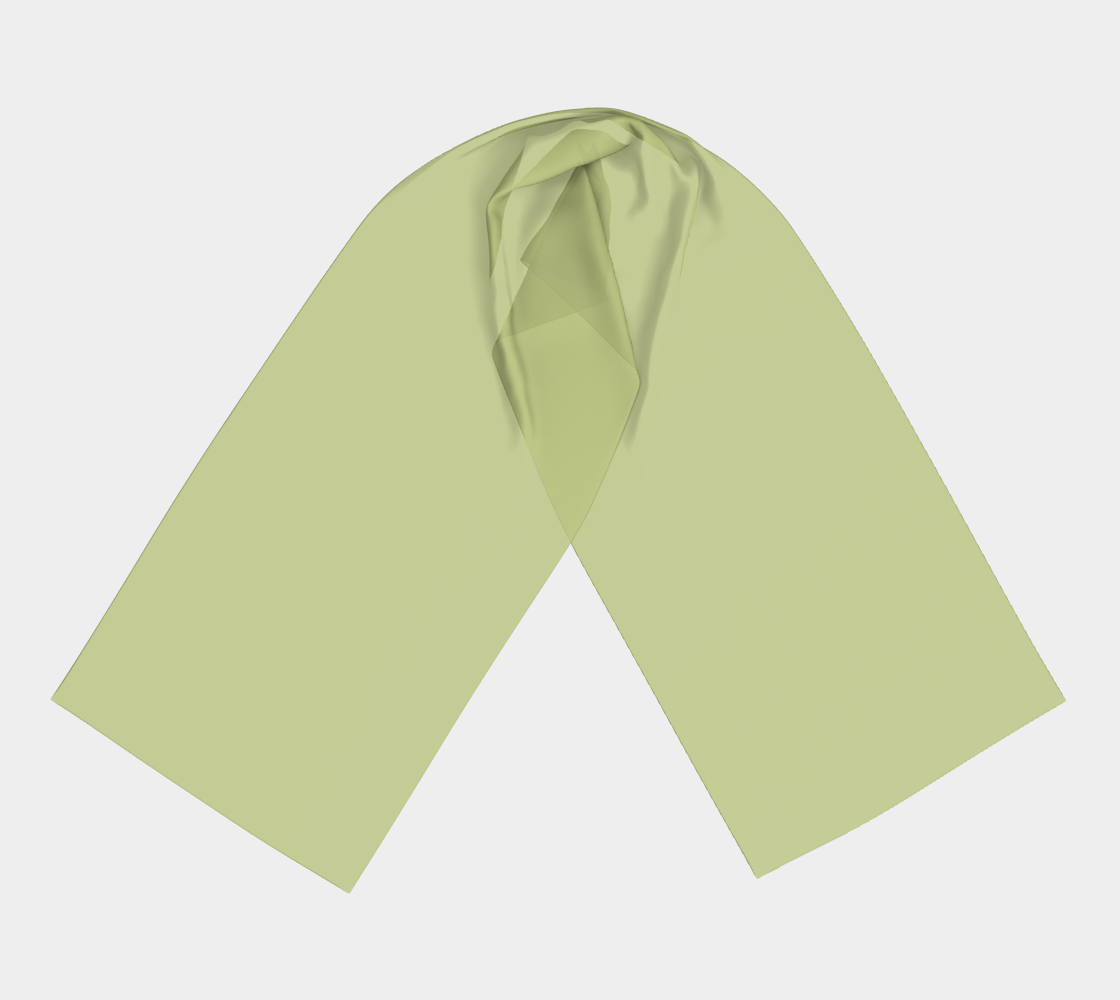 Queen of Petals Olive Green Collection Herb Green Long Scarf, full view, flowing silk in fresh herb green tones