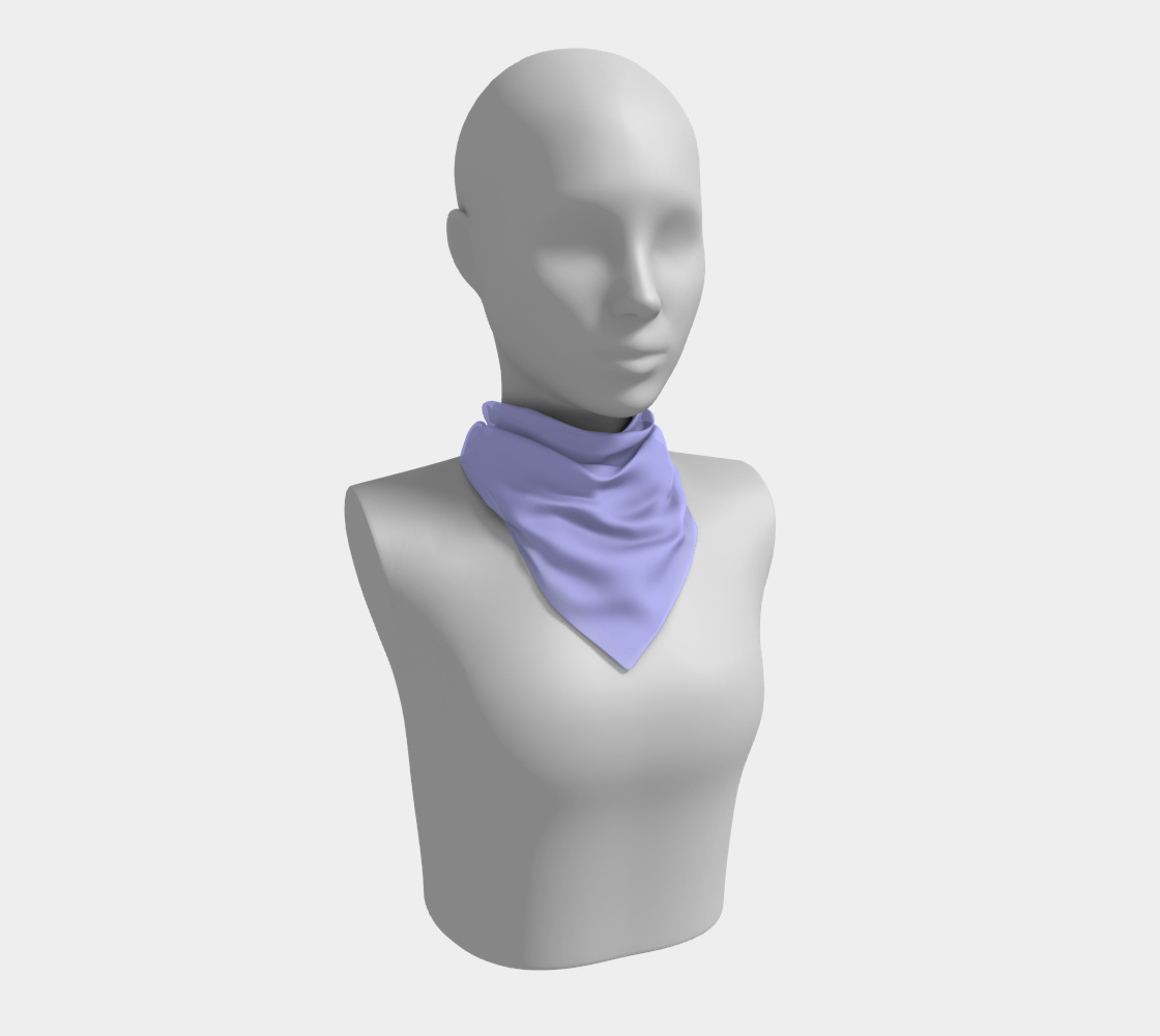 Queen of Petals Periwinkle Resolve Iris Blue Silk Scarf, 16" × 16" size shown, iris blue silk for hair styling