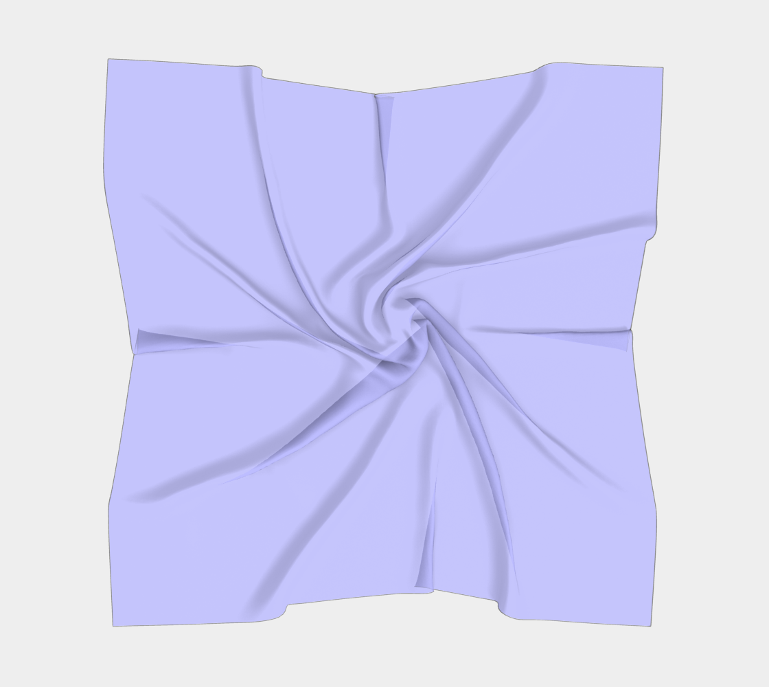 Queen of Petals Periwinkle Resolve Iris Blue Silk Scarf, full view flat lay, iris blue periwinkle silk with rolled hem
