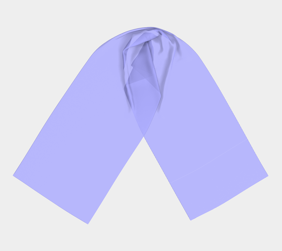 Queen of Petals Periwinkle Resolve Long Silk Scarf, full view flat lay, twilight periwinkle silk with rolled hem