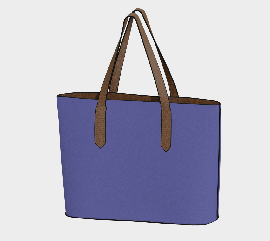 Queen of Petals Periwinkle Resolve Violet Blue Tote, front view, vegan pebble leather in violet blue periwinkle