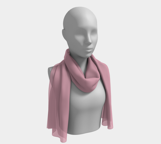Queen of Petals Rosé Burgundy Long Scarf worn as shoulder throw, rosé burgundy silk draping