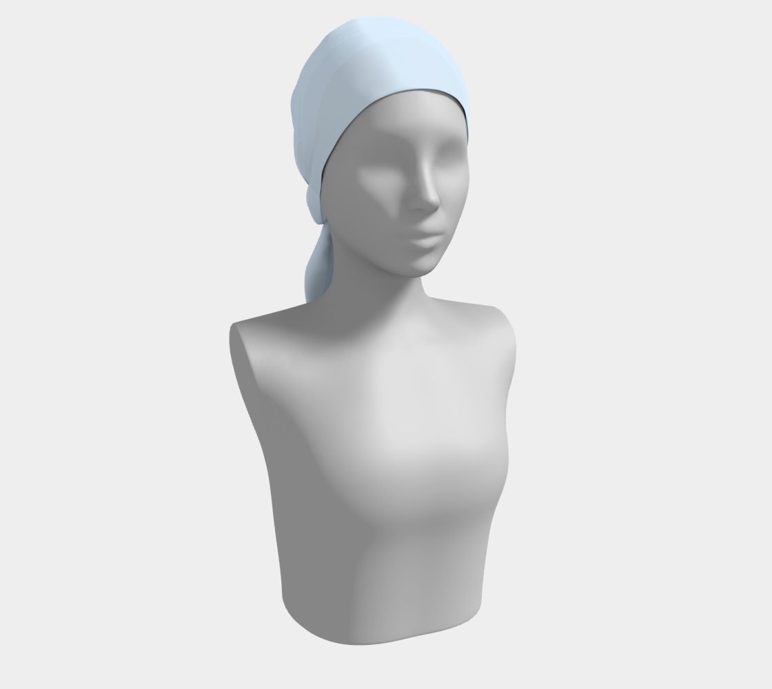 Queen of Petals Shore Blue Baby Blue Long Silk Scarf, tied as head wrap, silk moving in breeze