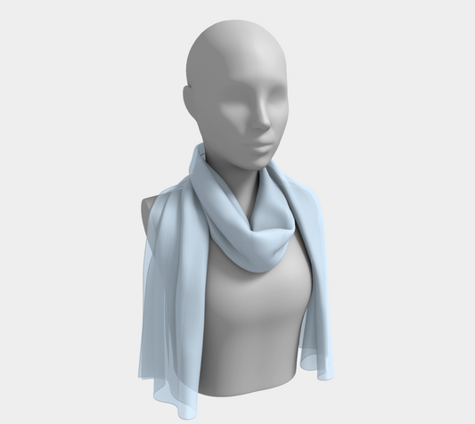 Queen of Petals Shore Blue Baby Blue Long Silk Scarf, draped as shoulder throw, flowing silk