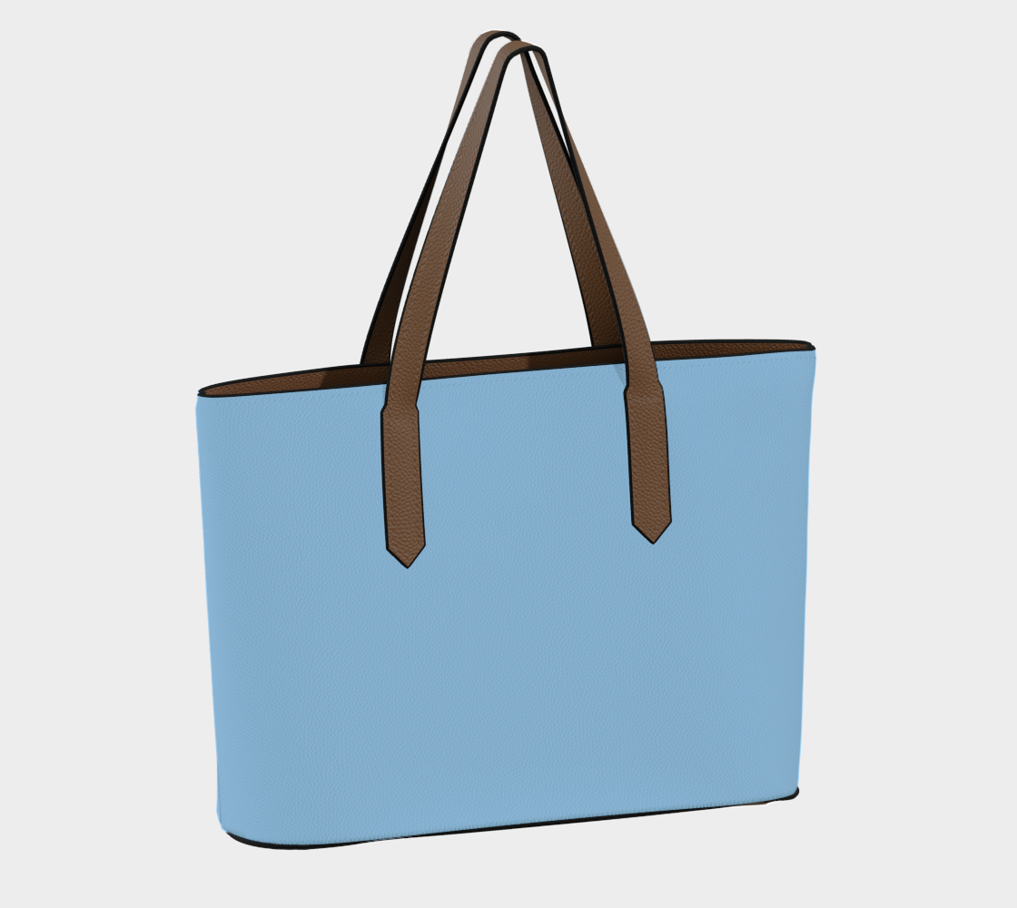 Queen of Petals Shore Blue Sky Tote, back view, 18 by 12 by 5 inch dimensions