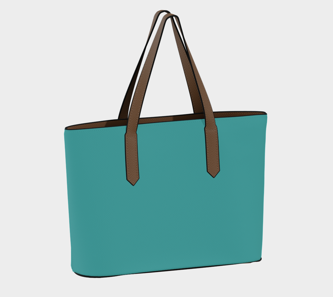 Queen of Petals Sky & Soil Mineral Turquoise Tote Bag, back view, structured shape with solid straps