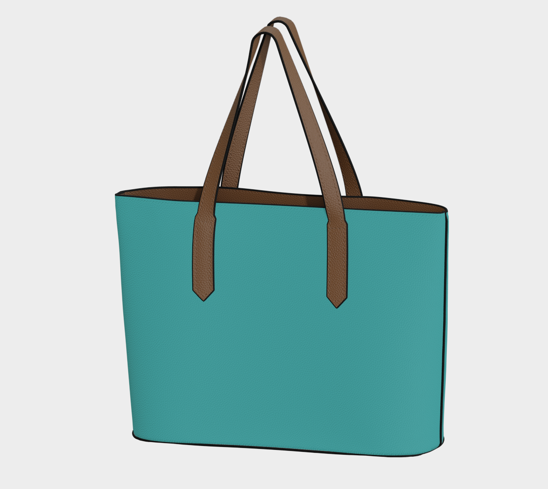 Queen of Petals Sky & Soil Mineral Turquoise Tote Bag, front view, vegan pebble leather construction
