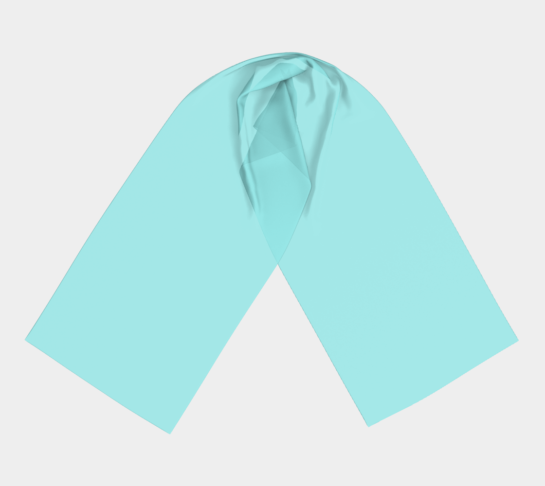 Queen of Petals Sky & Soil Robin's Egg Long Silk Scarf, complete scarf layout, turquoise silk with rolled hem