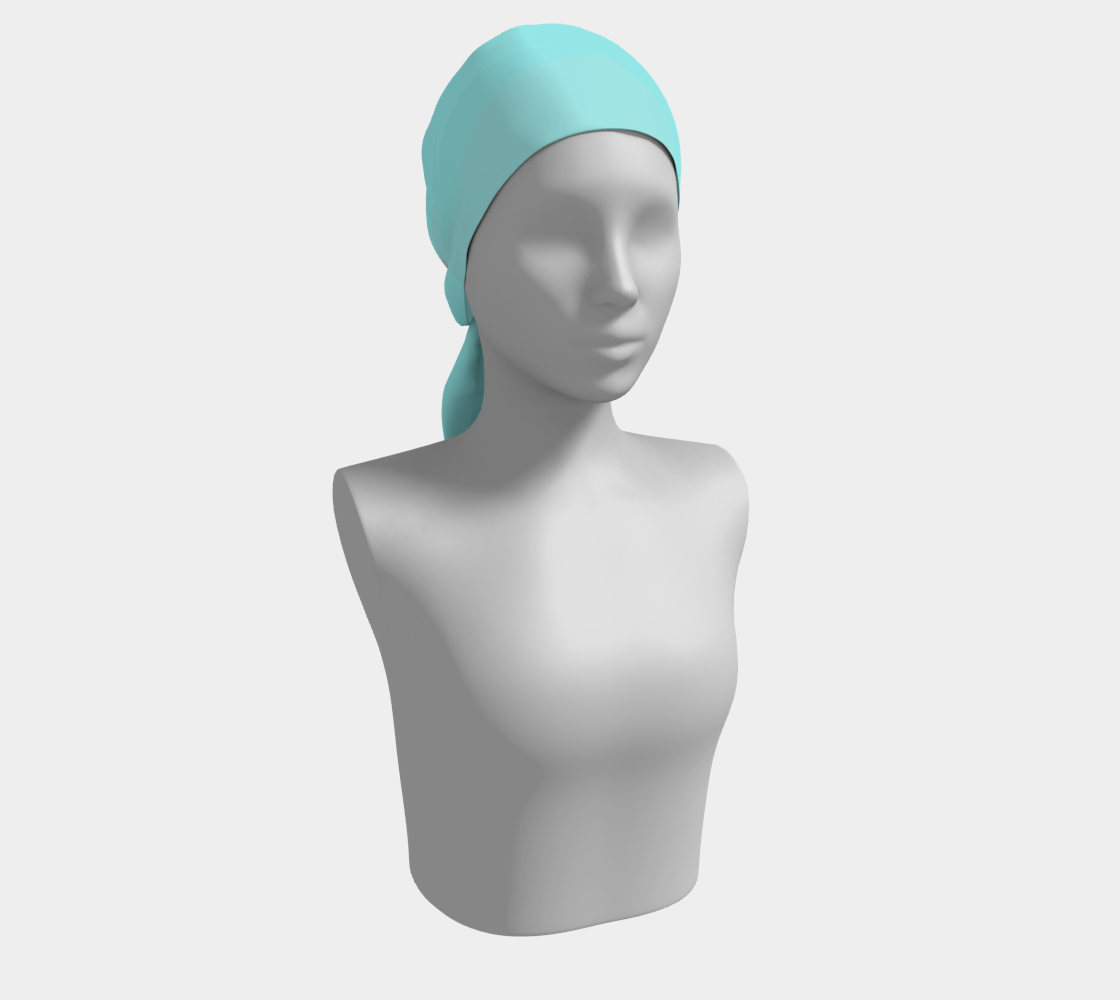 Queen of Petals Sky & Soil Robin's Egg Long Silk Scarf, wrapped as headscarf, flowing silk
