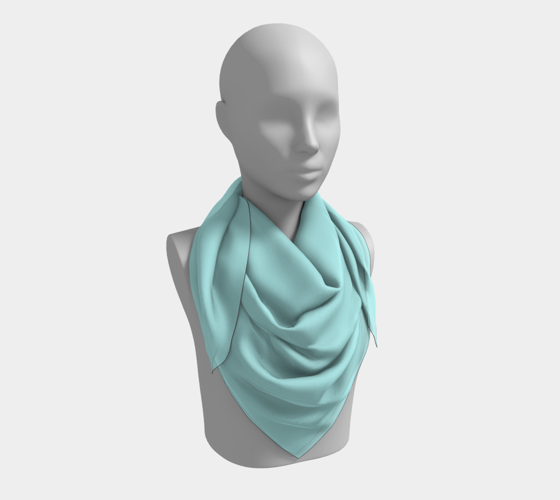 Queen of Petals Sky & Soil Turquoise Frost Square Silk Scarf, 36x36 versatile size, frost turquoise tone