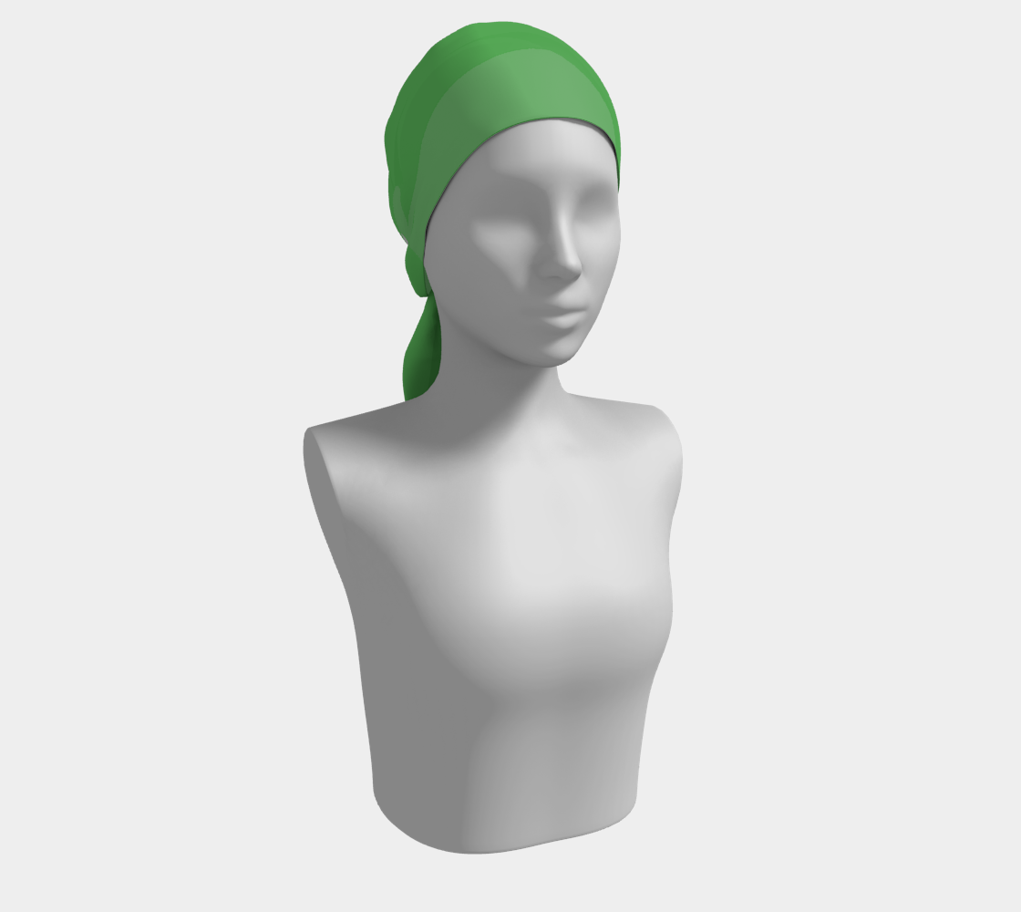 Queen of Petals The Botanist Emerald Green Long Silk Scarf, styled as head wrap, fluid silk drape