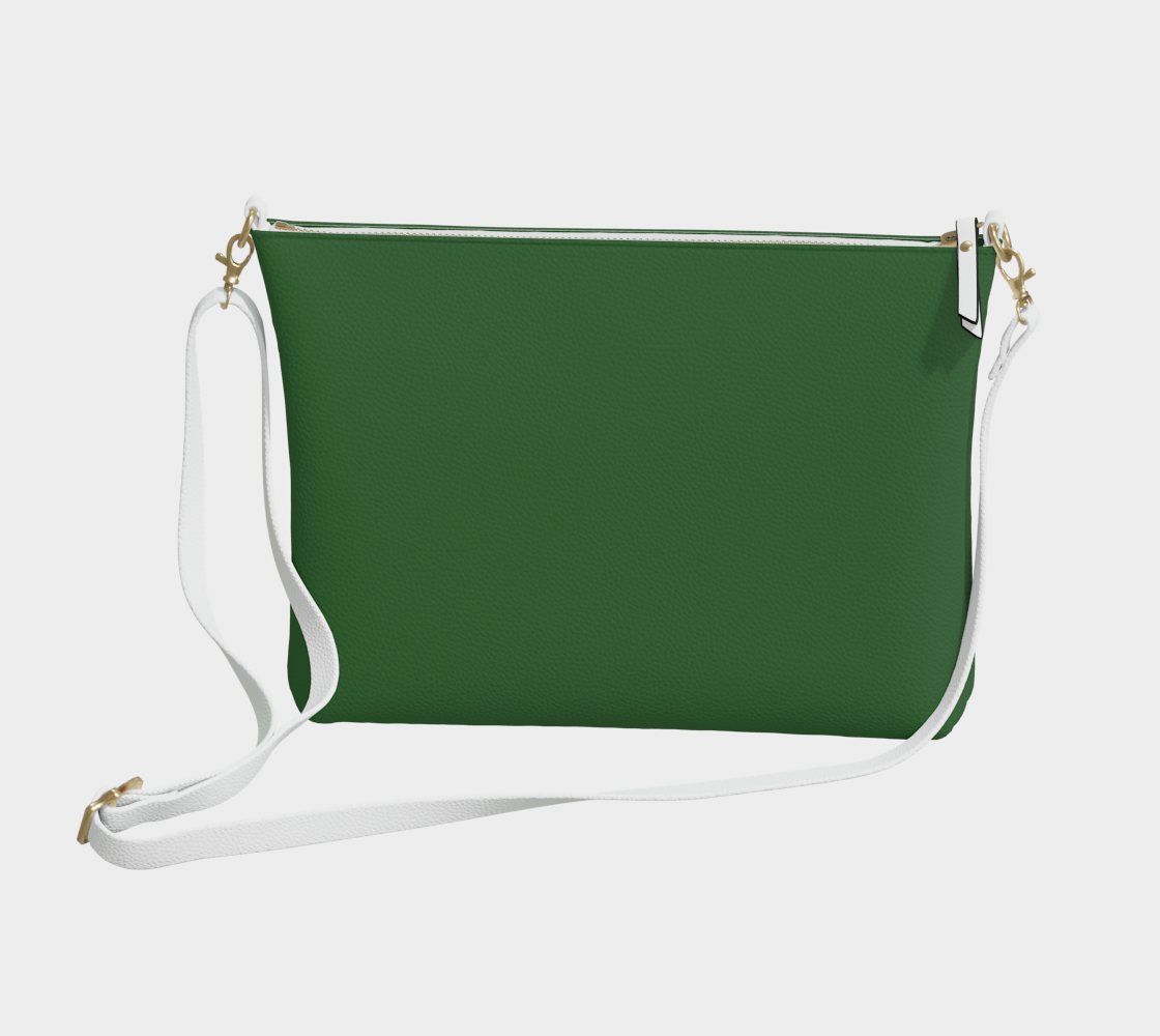 Queen of Petals The Botanist Shamrock Green Crossbody, front view, 8.5x7x2 inch dimensions, warm yellow-green undertones